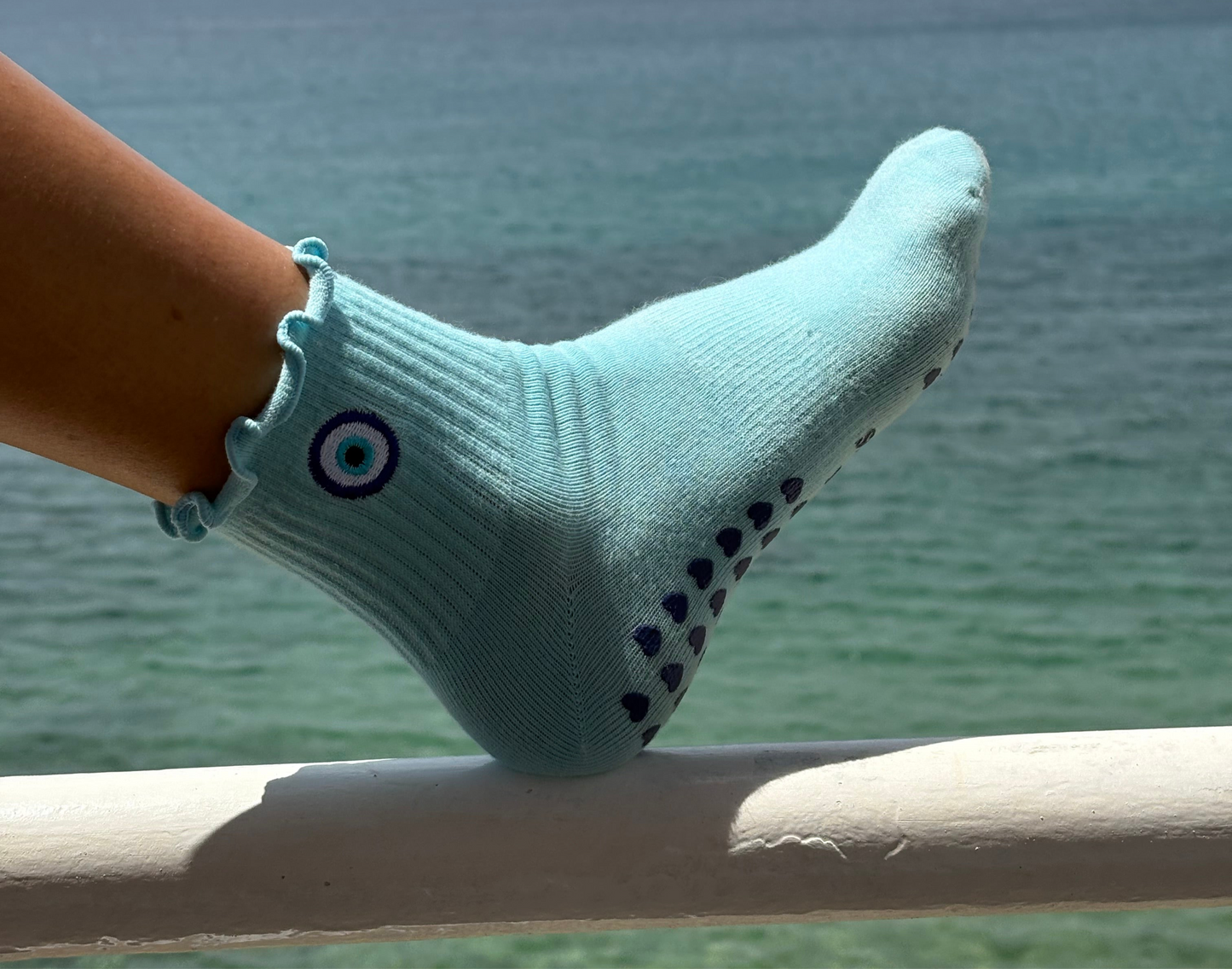 “No Bad Vibes” Grip Socks – Evil Eye Edition